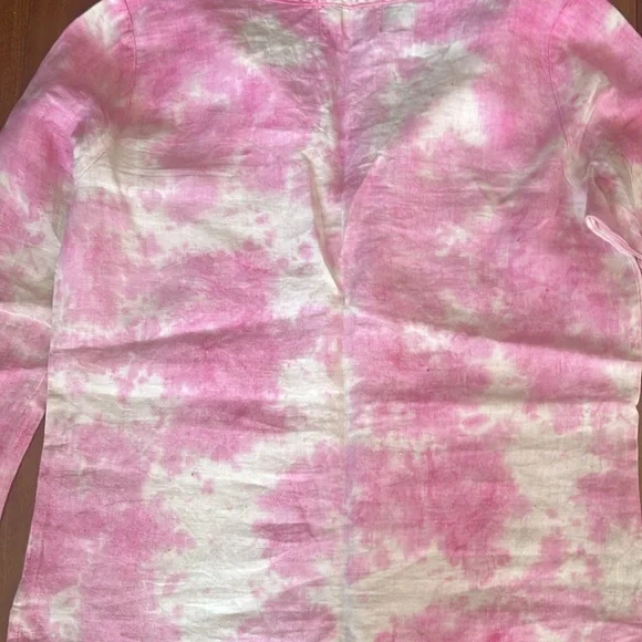 Juicy Couture Pink Linen Tie Dye Bell
Sleeve Blouse sz S Excellent Condition - Picture 6 of 8